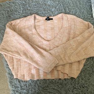 light pink high low cropped sweater